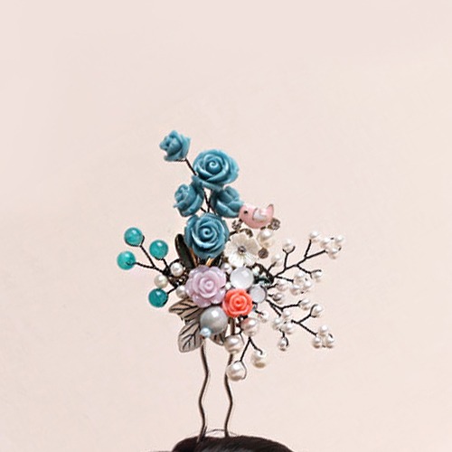 장미꽃나무 뒤꽂이 - 청색